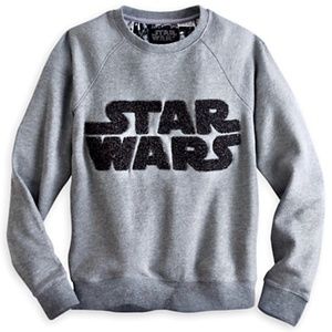 Disney Store Star Wars Pullover Sweatshirt Sparkly Logo Gray SZ XXS